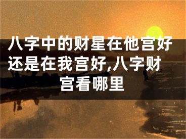 八字中的财星在他宫好还是在我宫好,八字财宫看哪里