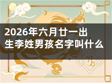 2026年六月廿一出生李姓男孩名字叫什么