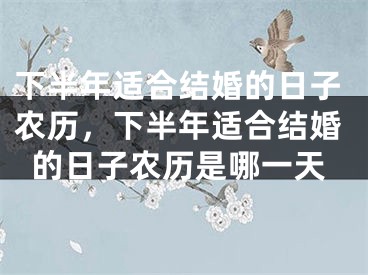 下半年适合结婚的日子农历,下半年适合结婚的日子农历是哪一天