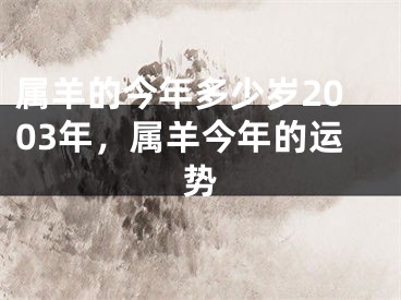 属羊的今年多少岁2003年，属羊今年的运势