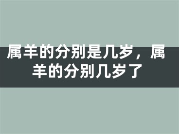 属羊的分别是几岁，属羊的分别几岁了