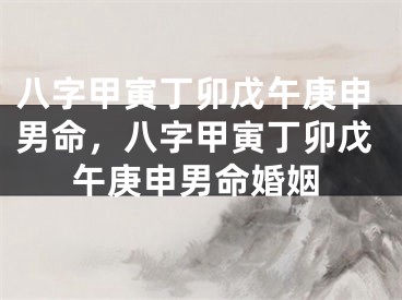 八字甲寅丁卯戊午庚申男命，八字甲寅丁卯戊午庚申男命婚姻