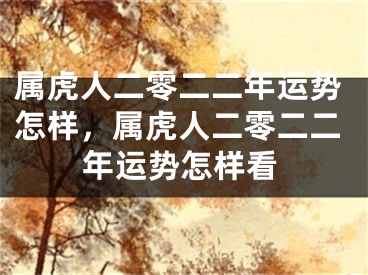 属虎人二零二二年运势怎样，属虎人二零二二年运势怎样看