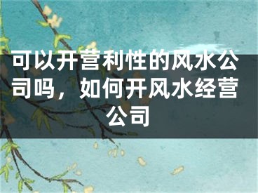可以开营利性的风水公司吗，如何开风水经营公司