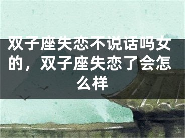 双子座失恋不说话吗女的，双子座失恋了会怎么样