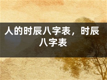 人的时辰八字表，时辰八字表