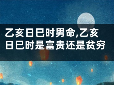 乙亥日巳时男命,乙亥日巳时是富贵还是贫穷