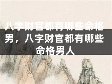 八字财官都有哪些命格男,八字财官都有哪些命格男人