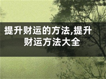 提升财运的方法,提升财运方法大全