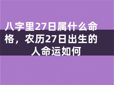 八字里27日属什么命格，农历27日出生的人命运如何