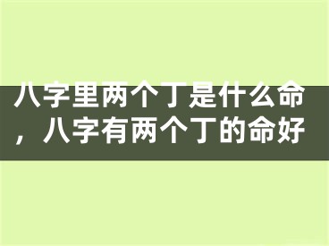 八字里两个丁是什么命，八字有两个丁的命好