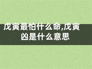 戊寅最怕什么命,戊寅凶是什么意思