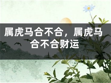 属虎马合不合，属虎马合不合财运