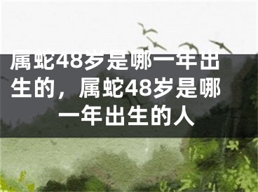 属蛇48岁是哪一年出生的,属蛇48岁是哪一年出生的人