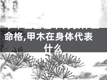 甲木在四柱中代表什么命格,甲木在身体代表什么