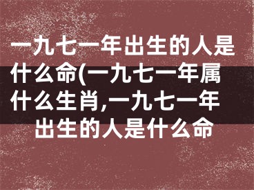 一九七一年出生的人是什么命(一九七一年属什么生肖,一九七一年出生的人是什么命