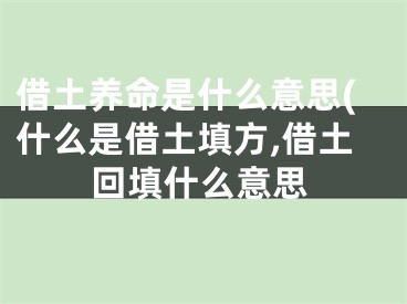 借土养命是什么意思(什么是借土填方,借土回填什么意思