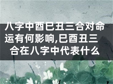 八字中酉巳丑三合对命运有何影响,巳酉丑三合在八字中代表什么