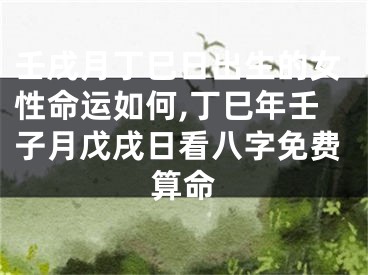 壬戌月丁巳日出生的女性命运如何,丁巳年壬子月戊戌日看八字免费算命
