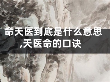 命天医到底是什么意思,天医命的口诀
