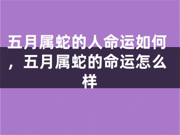 五月属蛇的人命运如何，五月属蛇的命运怎么样