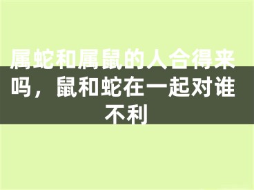 属蛇和属鼠的人合得来吗,鼠和蛇在一起对谁不利