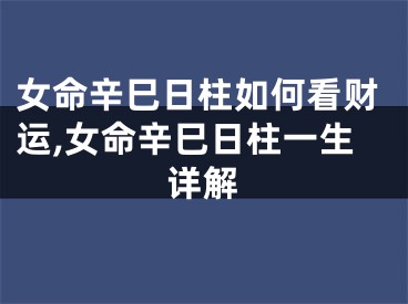女命辛巳日柱如何看财运,女命辛巳日柱一生详解