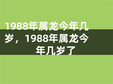 1988年属龙今年几岁，1988年属龙今年几岁了