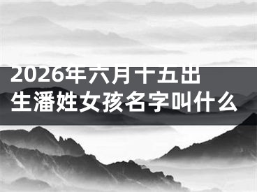 2026年六月十五出生潘姓女孩名字叫什么