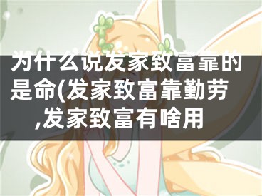 为什么说发家致富靠的是命(发家致富靠勤劳,发家致富有啥用