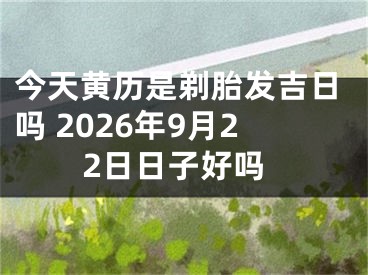 今天黄历是剃胎发吉日吗 2026年9月22日日子好吗