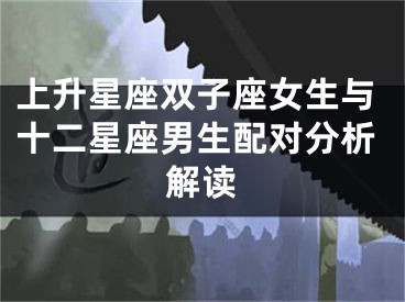 上升星座双子座女生与十二星座男生配对分析解读