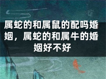 属蛇的和属鼠的配吗婚姻，属蛇的和属牛的婚姻好不好