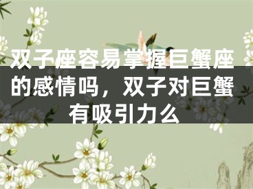 双子座容易掌握巨蟹座的感情吗,双子对巨蟹有吸引力么