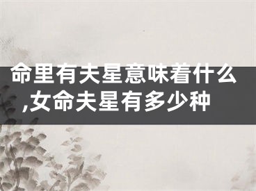 命里有夫星意味着什么,女命夫星有多少种