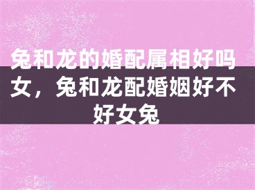兔和龙的婚配属相好吗女，兔和龙配婚姻好不好女兔