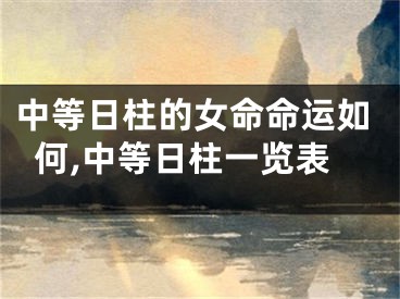 中等日柱的女命命运如何,中等日柱一览表