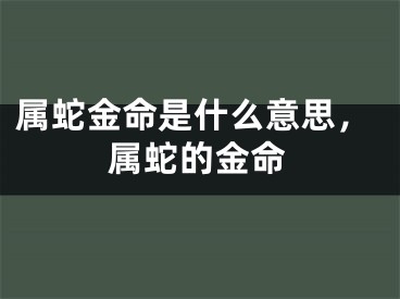 属蛇金命是什么意思，属蛇的金命