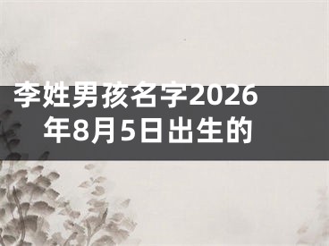 李姓男孩名字2026年8月5日出生的