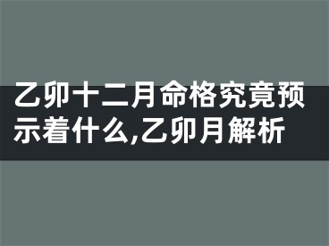乙卯十二月命格究竟预示着什么,乙卯月解析