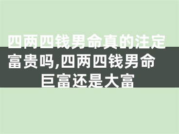 四两四钱男命真的注定富贵吗,四两四钱男命巨富还是大富