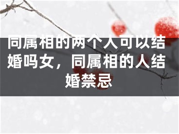 同属相的两个人可以结婚吗女，同属相的人结婚禁忌