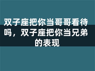双子座把你当哥哥看待吗，双子座把你当兄弟的表现