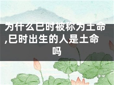 为什么巳时被称为土命,巳时出生的人是土命吗