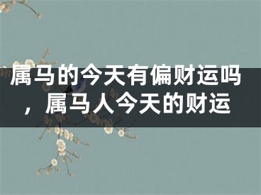 属马的今天有偏财运吗，属马人今天的财运