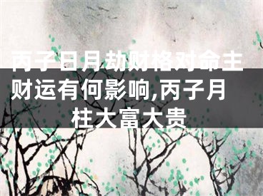 丙子日月劫财格对命主财运有何影响,丙子月柱大富大贵