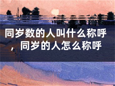 同岁数的人叫什么称呼，同岁的人怎么称呼