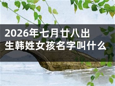 2026年七月廿八出生韩姓女孩名字叫什么