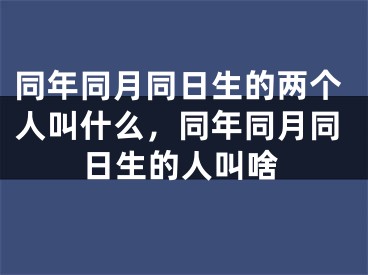 同年同月同日生的两个人叫什么,同年同月同日生的人叫啥