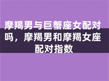 摩羯男与巨蟹座女配对吗，摩羯男和摩羯女座配对指数